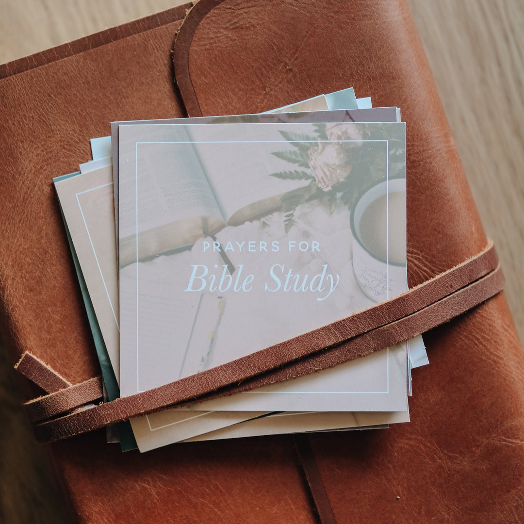 Cards with prayer prompts for Bible study